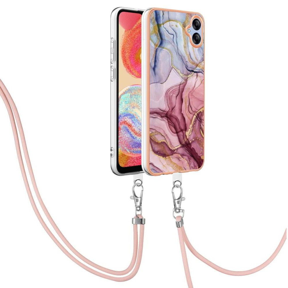 Case For Compatible With Samsung Galaxy A04e Cover Marble Soft Tpu Bumper Detachable Strap Crossbody Lanyard 9423501751706