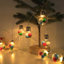 Liquidation ! Ampoule lumineuse LED de Noël en forme d'aiguille, motif fruits rouges et flocons de neige, compatible avec suspension pour sapin,