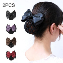 Yirtree2PCS Bowknot Snood Net Barrette Hair Clip Cover Bun Siatka na włosy Koronkowa kokarda Dekoracja do włosów dla kobiet (kompatybilna z Pro