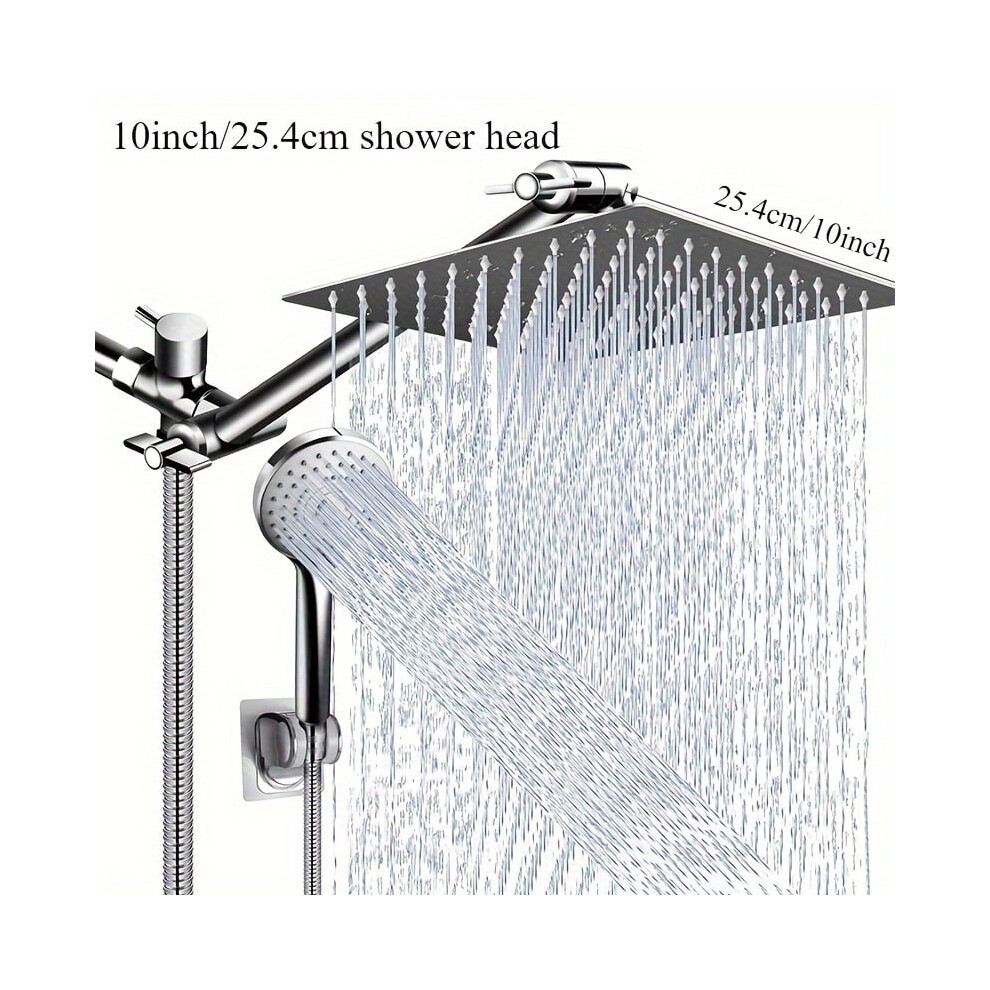 12" High Pressure Rainfall Shower Head - 9 Settings, Adjustable Height/Angle, Anti-Leak, With Handheld & Extension Arm 9423501754042