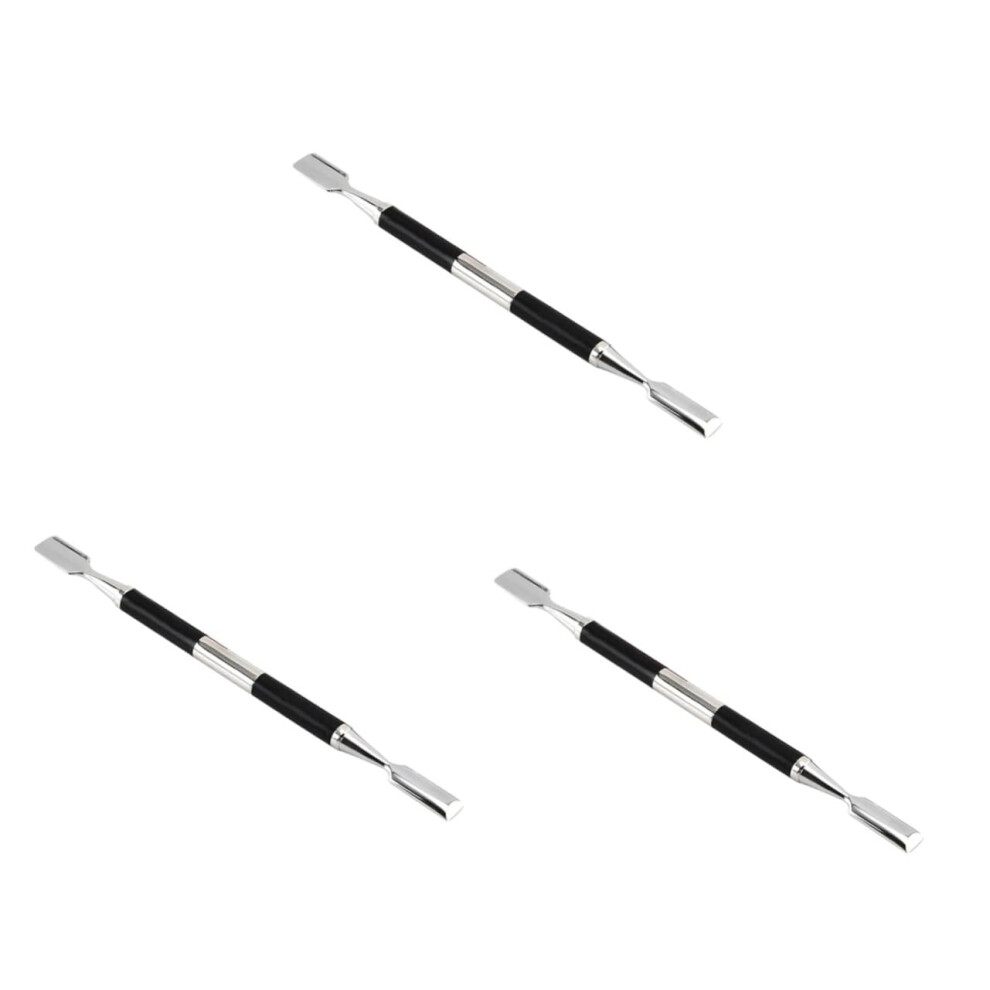 3pcs Stainless Steel Nail Steel Push Cuticle Remover Tool Doubleend Pusher for Manicure Fork Nail File Buffer Professional Tool
