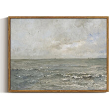 ASPORIC Óceán Nagyméretű Falikép, Tengerparti Vintage Vászonkép, Nyugtató Tájképfestmény Hálószobába, Fürdőszobába, Irodába, 28x36