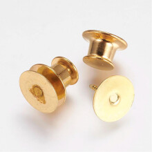 Lot de 100 supports de broche en laiton doré, 10 x 9 mm, épingle : 1 mm