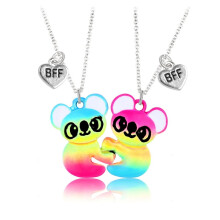 HeroNeo Magnetische Halbherz-Anhänger-Halskette Freundschafts-Koala-Panda-Halskette Schmuck