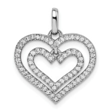 Sterling Silber, rhodiniert, Zirkonia-Doppelherz-Anhänger QC9476