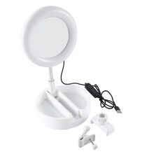 Fill Light for Mobile Professional Ring Lamp Ring for Phone Webcast Bracket with Vanity Mirror Phone Holder,White