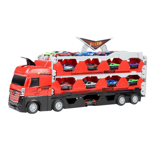 Mega Hauler Truck με Πίστα Αγώνων με Εκτίναξη, Πτυσσόμενο Παιχνίδι Μοντέλο Οχήματος 1