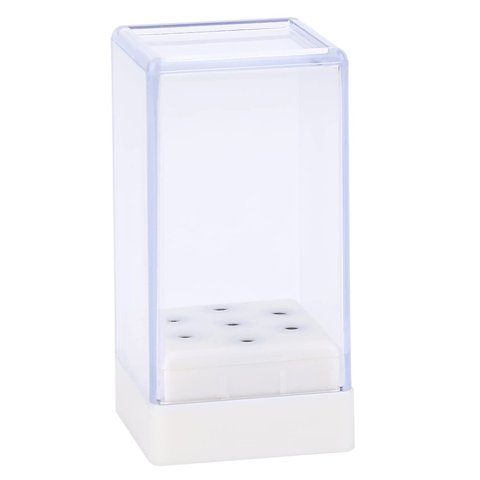 Nail Drill Bit Holder with Clear Cover, 7 Hole Dustproof Organizer for Manicure Tools