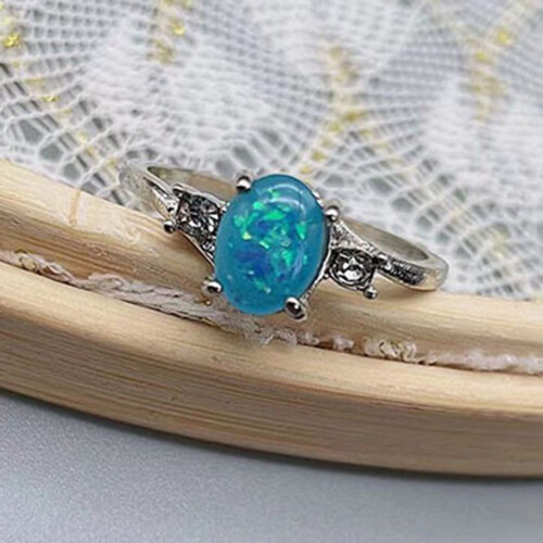 Xinyolin Oval Opal Rhinestone Knuckle Ring - Exquisite Women's Finger Ring 2