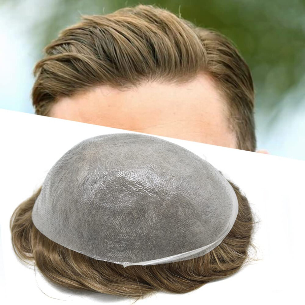 Unisex Men's Toupee Ultra Thin Skin Vlooped European Human Hairpiece 8X10 Hair Replacement For Men