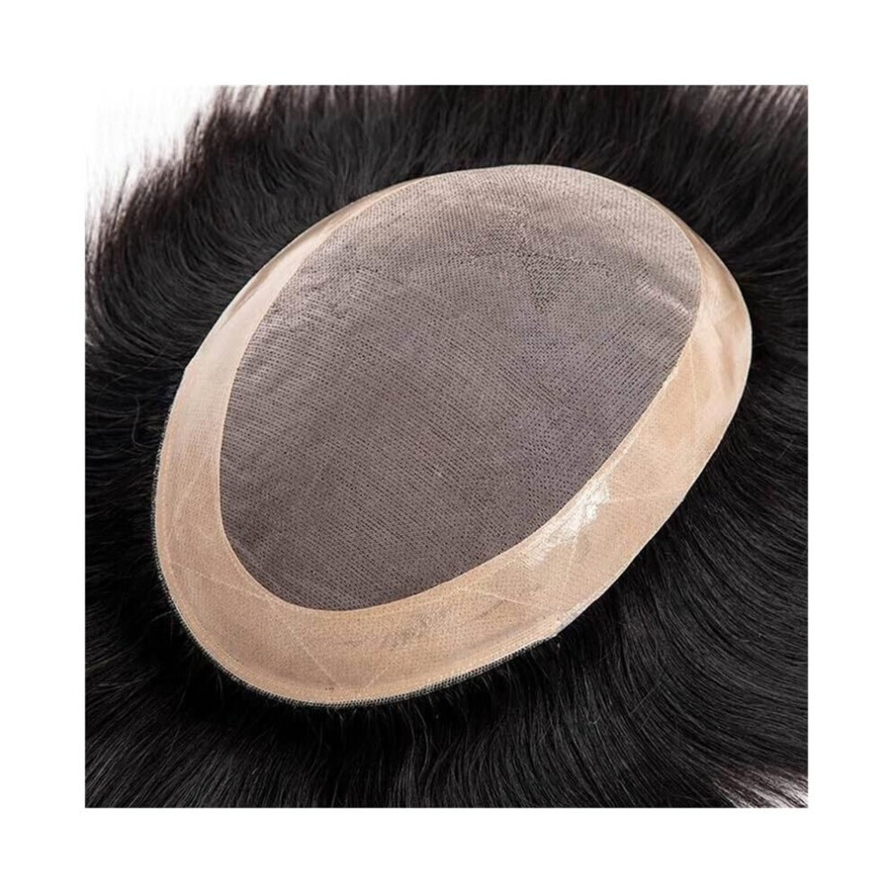 Unisex Mens Human Hair Toupee Mono Wig With Pu Perimeter 7X9 Virgin Indian Hair 130% Density