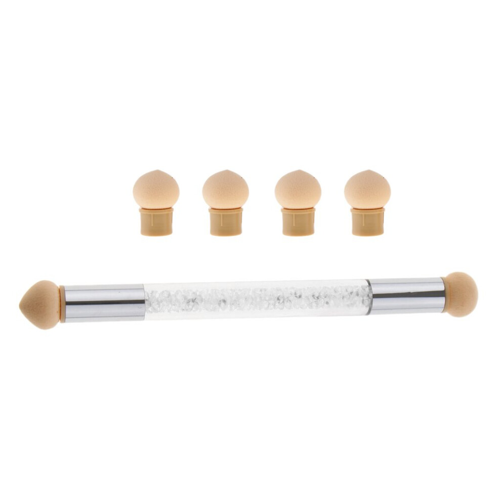 DualTipped Nail Art Sponge Brush for Smooth Ombre UV Gel with Replaceable Heads