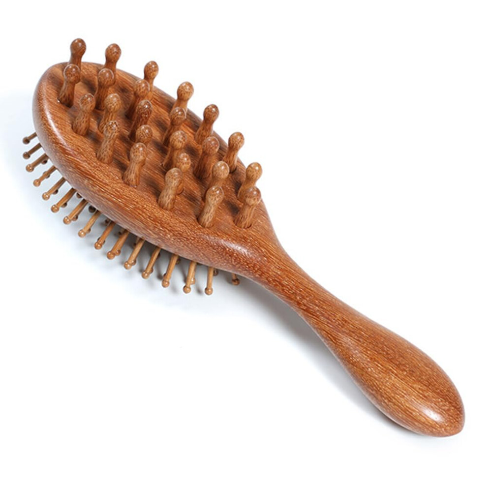 Unisex Double Sided Sandalwood Hair Comb With Cushioned Teeth For Gentle Scalp Massage And Styling