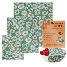 Beeswax Food Wraps 3 Pack Eco Friendly Reusable Sandwich Wraps Flower Pattern Sustainable Storage