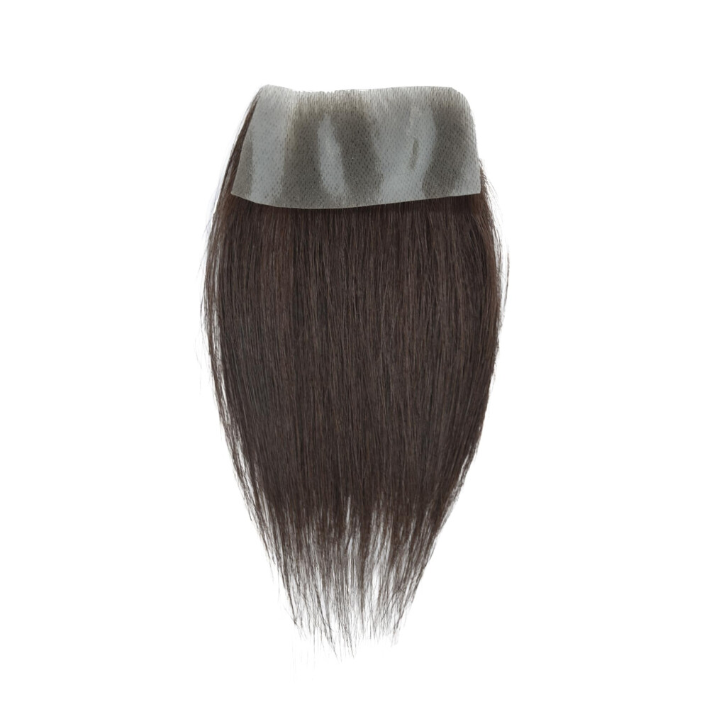 Unisex Brown Human Hair Hairpiece For Receding Hairline With Front Coverage Dark Toupee 1.57X3 Styleable