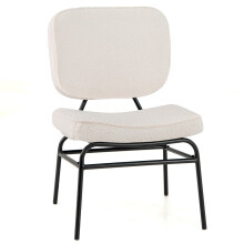 Sedia da pranzo con sedile curvo e amp; Schienale sedia da cucina Sherpa sedia imbottita beige