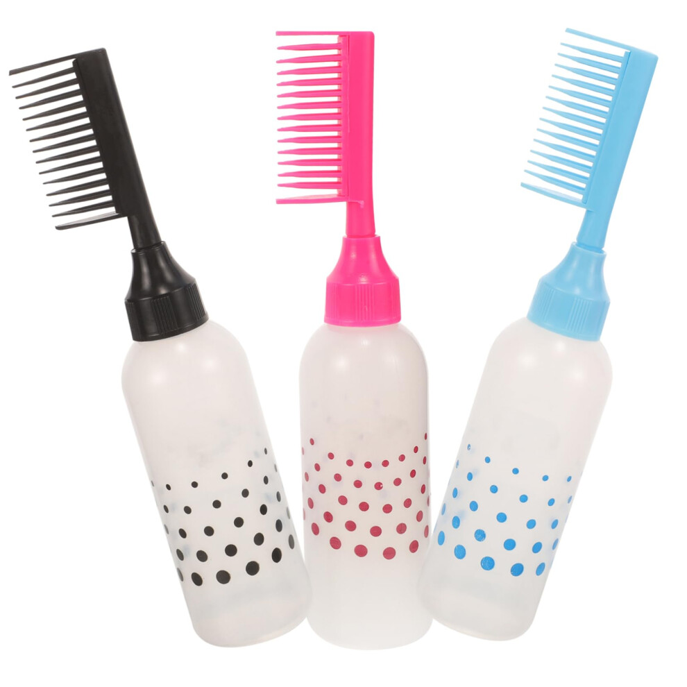 3pcs Hair Dye Applicator Bottle with Comb for Precise Root Application and Easy Refill