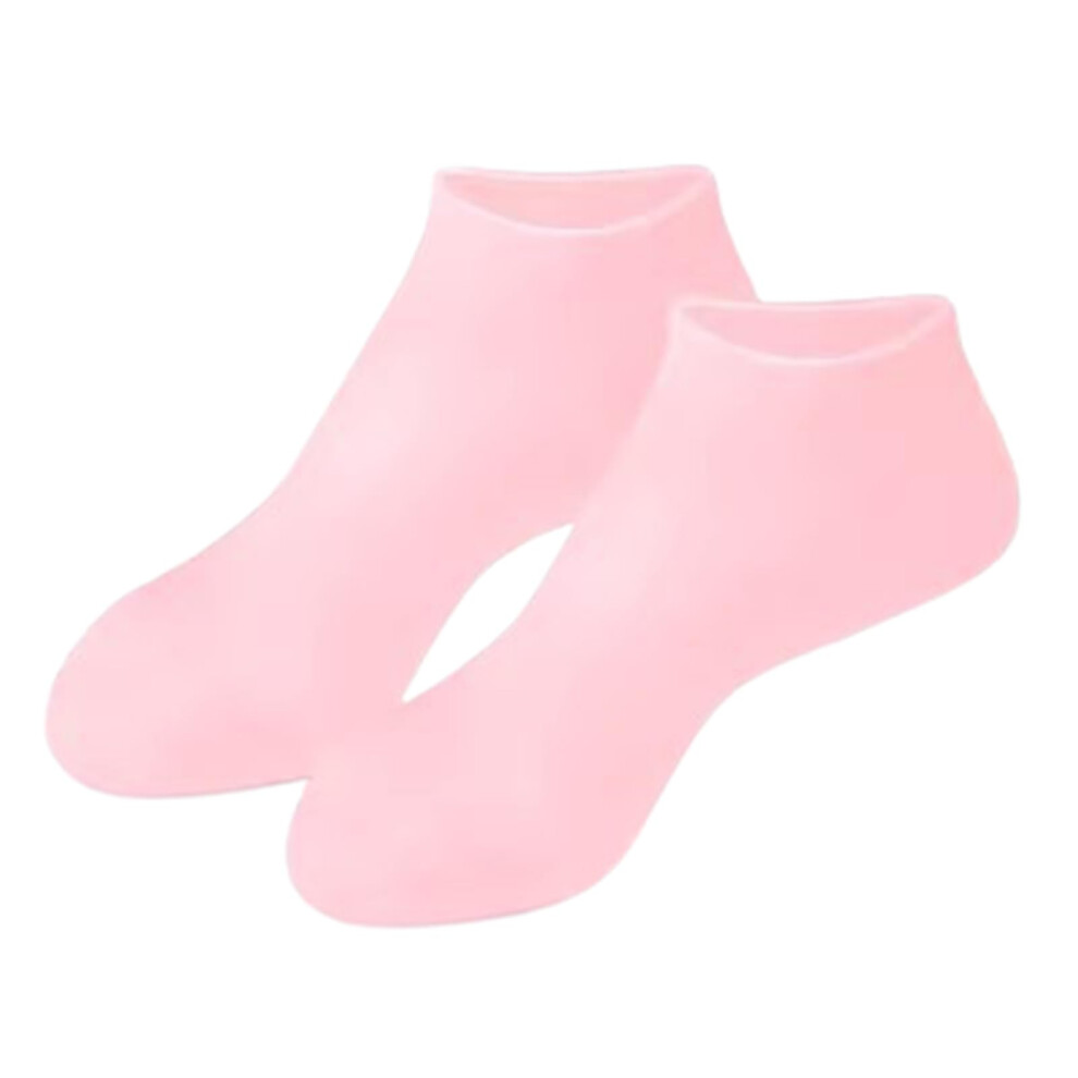 Moisturizing Silicone Socks for Dry Cracked Feet Reusable Spa Pedicure Soft Pink 1 Pair