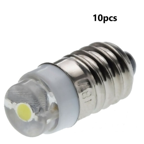 10 τεμάχια μινιατούρα λάμπα LED με βίδα E10, λάμπα φακού λευκού φωτός 3V