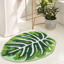 WinysinBath Mat do łazienki Zielone dywaniki łazienkowe w stylu boho, antypoślizgowe, urocze liście, mały dywanik łazienkowy, miękki,