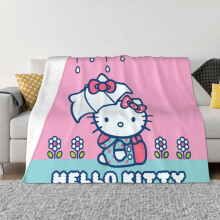 Deka Hello Kitty, flanelové fleecové přehozy, super měkké, útulné, teplé, plyšové povlečení na pohovku, obývací pokoj, ložnici -