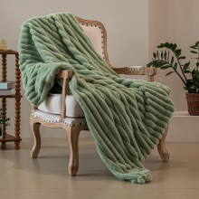 Luxury Faux Fur Blanket 50"x60" - Super Thick Warm Fluffy Throw for Bed, Sofa, Couch, Home Decor, Soft Plush Velvet Back, Deluxe Brown