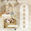 Side table glass with wheels 2-tier glass table round with bear pattern gold 1