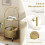 Side table glass with wheels 2-tier glass table round with bear pattern gold 4