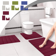 Ensemble de tapis de bain PRETXORVE, 3 tapis de bain en mousse à mémoire de forme compatibles avec les tapis de toilette universels, doux,