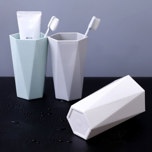 Ruibeauty Bathroom Cups2Pieces, Πλαστική θήκη οδοντόβουρτσας, Ποτήρι, Γεωμετρικό ποτήρι με 1
