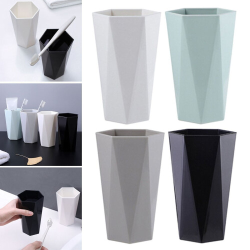 Ruibeauty Bathroom Cups2Pieces, Πλαστική θήκη οδοντόβουρτσας, Ποτήρι, Γεωμετρικό ποτήρι με 2