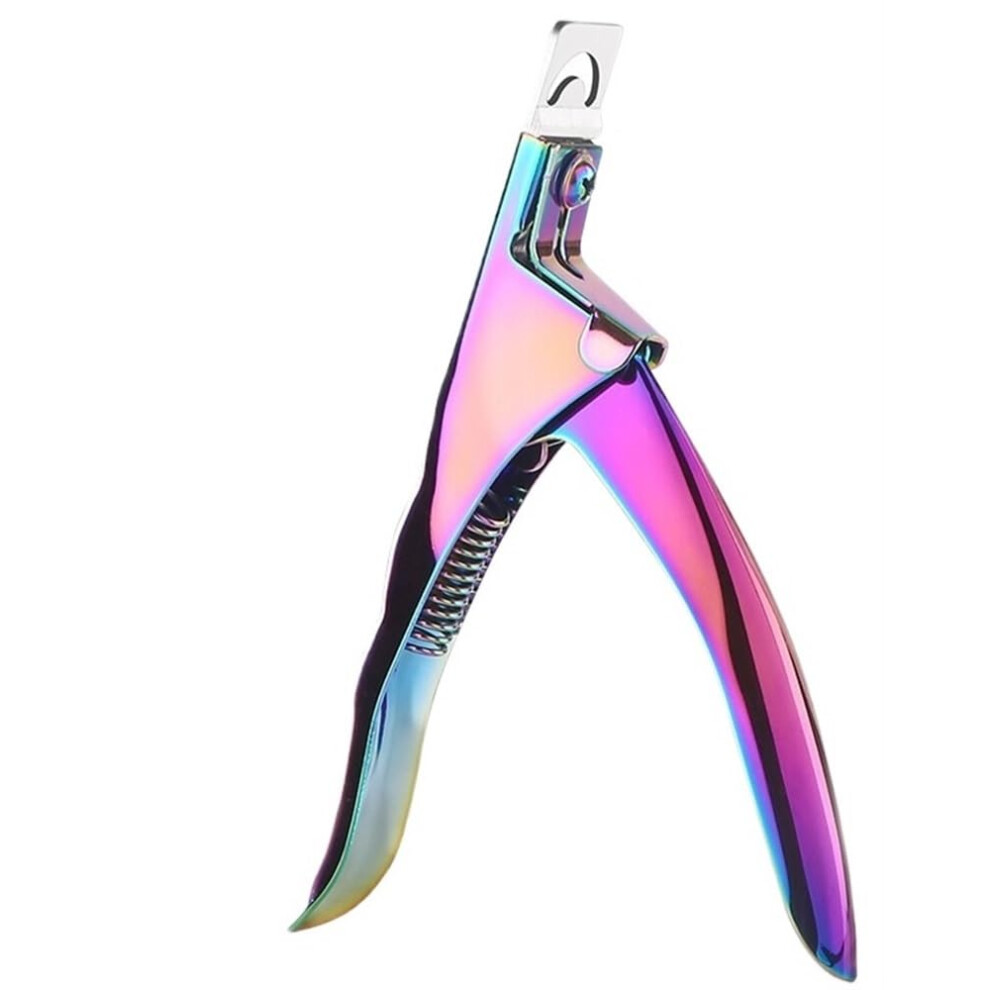 Professional Guillotine Nail Cutter Rainbow Stainless Steel Straight Edge Clippers for Manicure