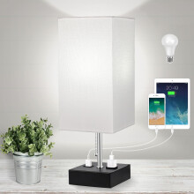 3-kolorowe białe lampy stołowe do sypialni, lampka nocna z portem USB i gniazdkiem sieciowym, lampki nocne, małe lampki biurkowe do biura