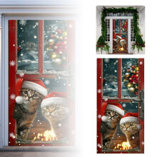 Weihnachtstürvorhang – Passend zur Weihnachtsdekoration, Katzenklappen-Wandteppich für die Weihnachtsfeier