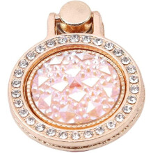 Supporto ad anello per telefono con strass di cristallo, pieghevole, in metallo, con impugnatura ad anello per le dita (rosa)