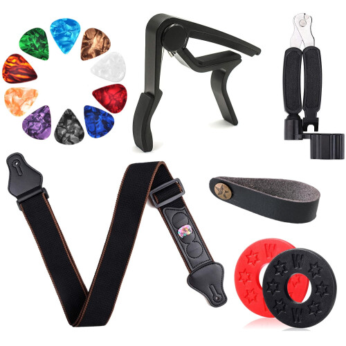 set gitarrtillbehör kit gitarrrem capo elgitarrrem med gitarrplektrum