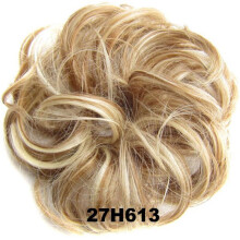 Coque com elástico, aplique de cabelo, fita de cabelo, rabo de cavalo, extensões, ondulado, bagunçado, mechas loiras acinzentadas