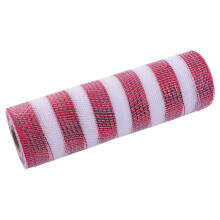 Rood-wit kerstgaas, felroze rood-wit kerstgaas, rood-wit kerstgaaslint, 10 meter tule rol voor krans, kerstboom en doe-het-zelf kerstversiering