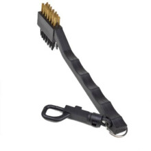 Universele golfclubborstel met dubbele borstelharen, reinigingsclipset voor golfballen, kleur zwart.