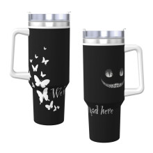 Copo térmico de aço inoxidável Sfkagw40oz H2.0 com tampa e canudo para água, chá gelado, café ou smoothie.