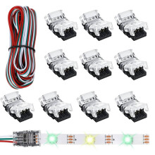 11 piezas de conectores de tira LED ajustables de 3 pines, conectores de tira de luz LED de 10 mm, terminal de conector de tira LED para WS2811