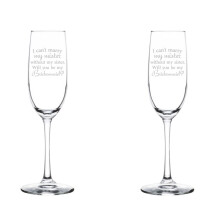 Conjunto de 2 Taças de Champanhe/Espumante com Haste - "Não posso casar com meu namorado sem minha irmã" - Pedido de Dama de Honra (240ml)
