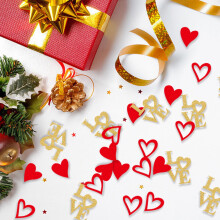 Valentine's Wedding Party Confetti 200pcs, Red Golden Bright Colored DIY Crafts for Atmosphere, Multi-Occasion Decorations, compatible with SUSUchens