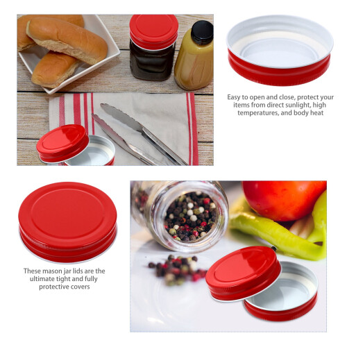 12 Pcs Mason Jar Lids Bottles Regular Child Cup Red Tinplate 2
