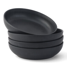 JoyJolt Mesa 4pc Stoneware Pasta Bowl set, 40oz - Matte Black