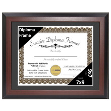 TiaGOC 7x9 Mahogany Finish Diploma Frame with Black Matting Holds 7 by 9-inch Documents with Glass and installed Wall Hanger