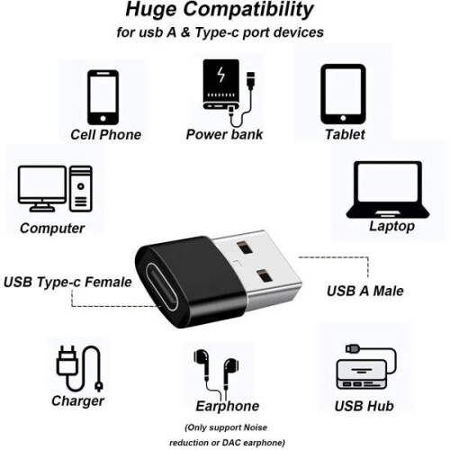 USB-adapter - USB type A (mannelijk) naar USB-C (vrouwelijk) - USB 3.1 Zwart 1
