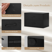 Commode avec 2 tiroirs, armoire à tiroirs empilable, buffet en bois, 60 x 34 x 38 cm, noir