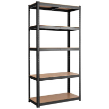 5 úrovňový úložný regál s kovovým rámom, kovový regál, nosnosť do 650 kg, 75 x 30 x 150 cm, čierna