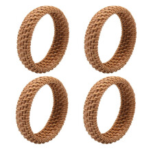 4x Ethno-Stil Handgewebtes Rattanarmband Schlichtes großes rundes Rattanarmband Damenschmuck